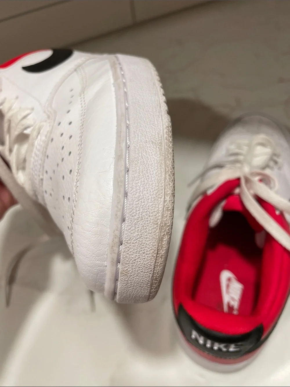 Nike court vision low top White Sneakers with Black and red